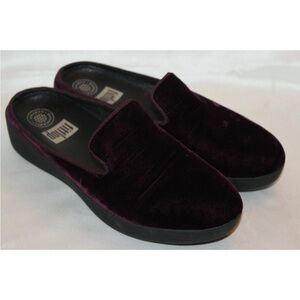 Fitflop Superskate Burgundy Velvet Slip-On Comfort Mules
